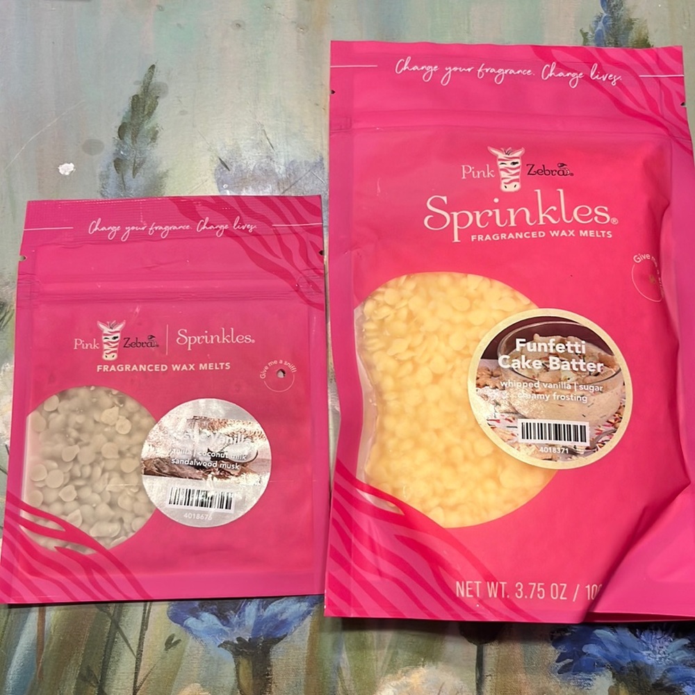 Pink zebra sprinkles full size with a sample included